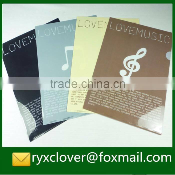Custom clear printing A4 size PP plastic L-shape file folder for promotion gift
