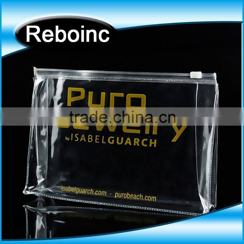 Logo printed Slider zipper Clear pvc bag for package Vinyl transparent pvc bag cosmetic packing