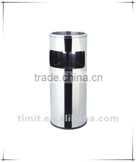 Superior Quality Stainless Steel Body Round Ashtray Mirror Polishing Recycling Bin