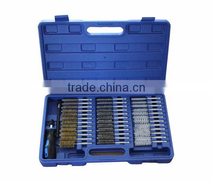 38-Piece 1/4" Hex Shank Brass Stainless Nylon Wire Industrial Brush Set with Soft Grip Handle and 6" Extension Bar