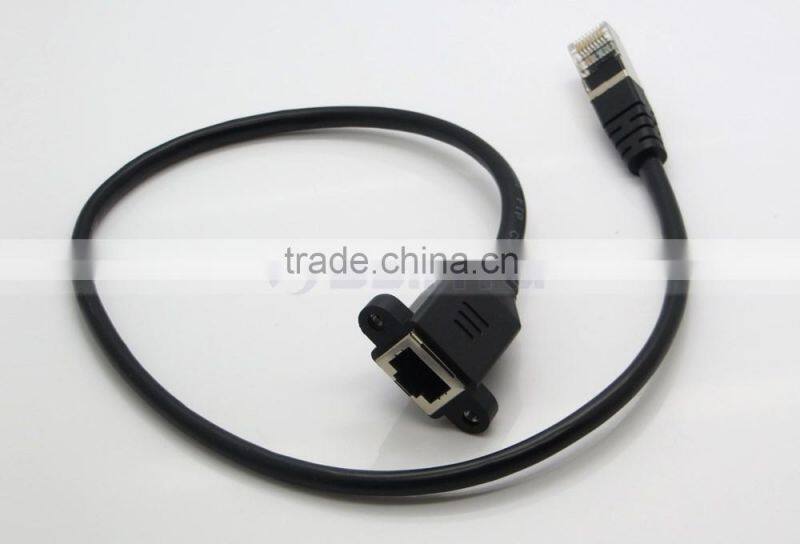30cm/1M RJ45 Male to Female Screw Panel Mount Ethernet LAN Network Extension Cable