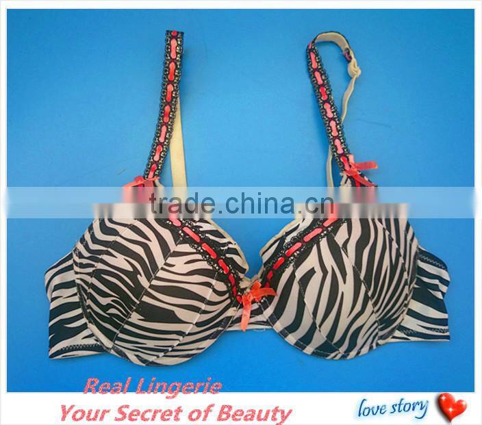 Fashion Plus Size Bra Set, Sexy Zebra Printed Microfiber