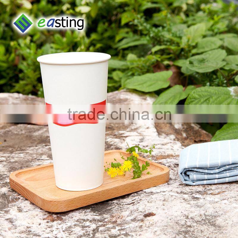 wholesale 22 oz disposable vertical single PE paper coffee cups with lids