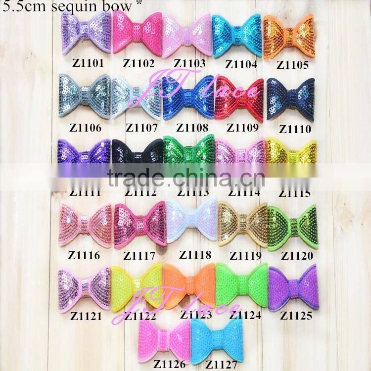 Wholesale shiny hair bow- sparkle bow- denim hair bow