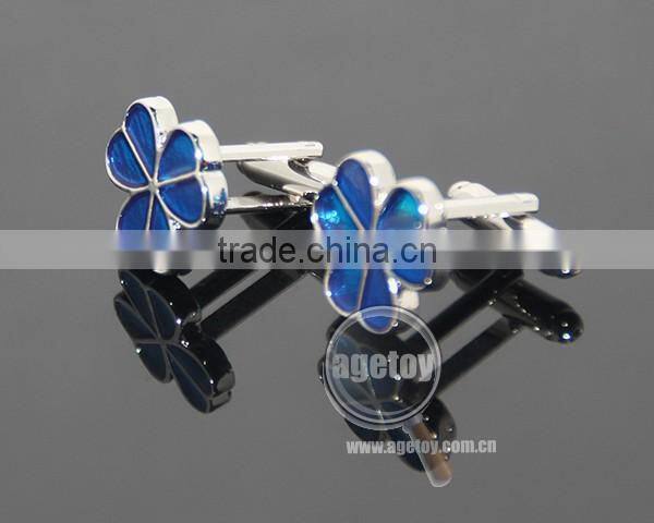 Clover Shaped Cufflink Fashion Enamel Zinc Alloy Sleeve Button Metal Personalize Cuff Links
