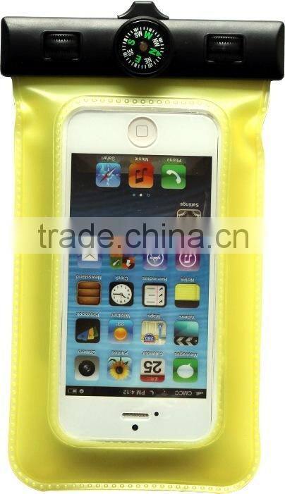 Swimming drifting diving pvc waterproof mobile phone pouch with thermometer