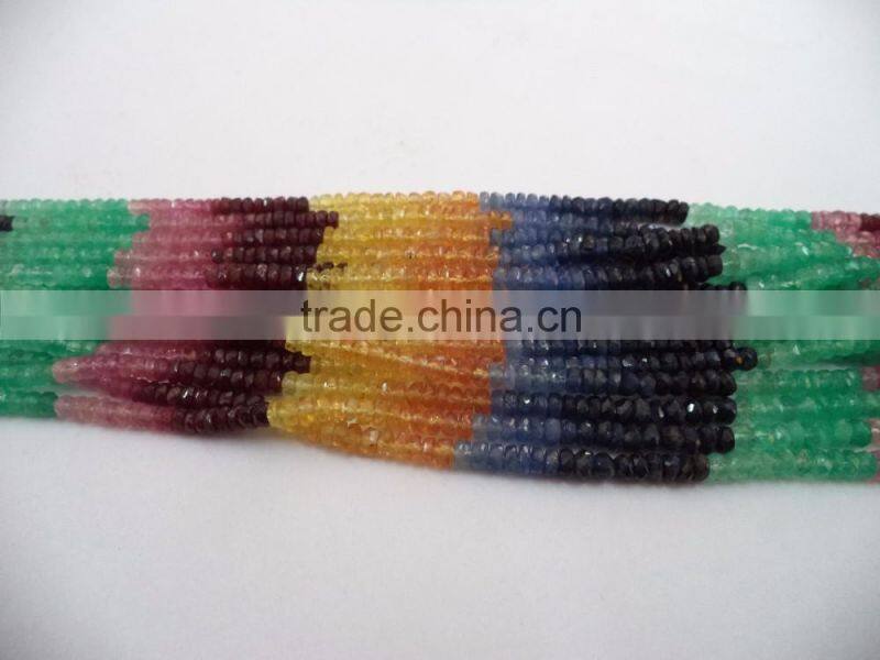 HANDMADE NATURAL BLUE FIRE LABRADORITE 3-4MM RONDELLE FACETED LOOSE BEADS STRAND