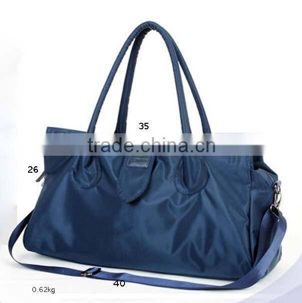Low toxic solid color polyester tote travel bag with two straps