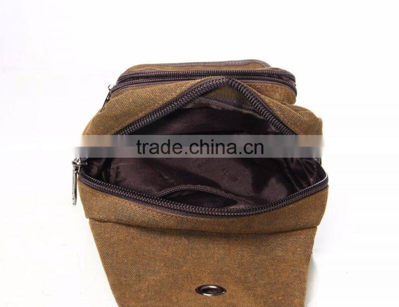 Factory price qualified easy taking natural canvas chest bag for men