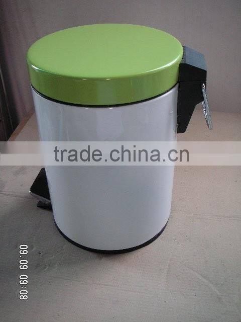 flat lid powder coated finished soft close steel trash can