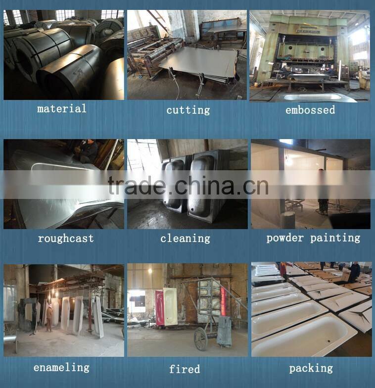 steel enamel bathtub with handle holes and fired antislip