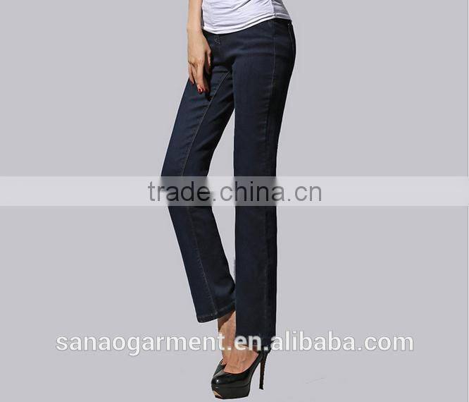 2015 wholesale Euramerican mid-waisted women's straight jeans