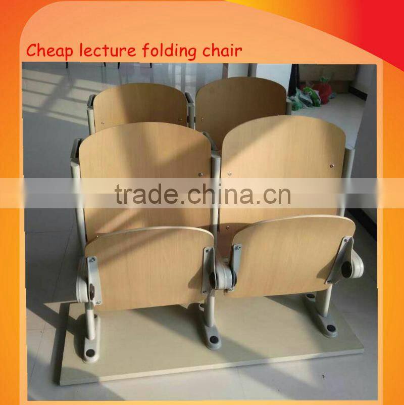 blue bent plywood seat and back lecture hall folding chair