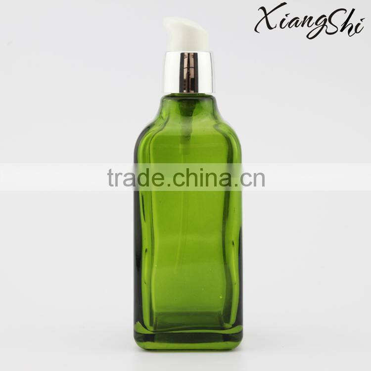 transparent green olive oil glass bottles