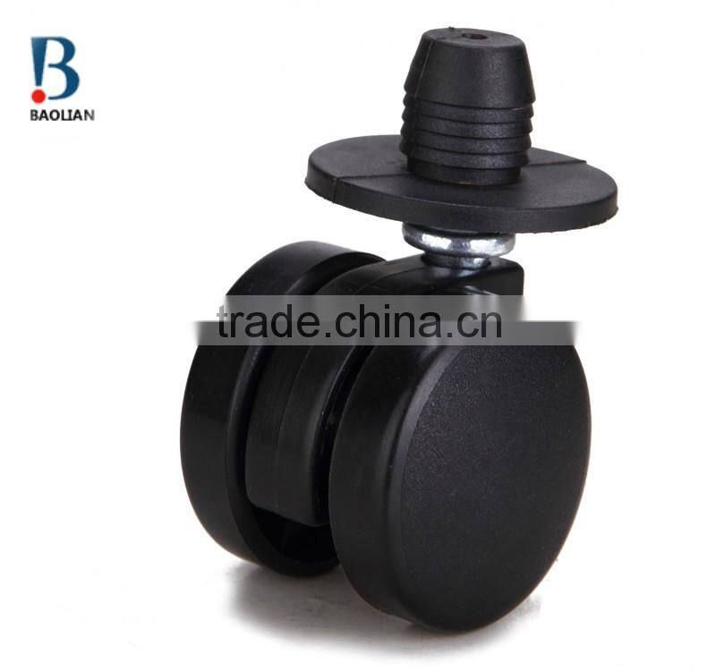 2016 novelty sales 30mm black nylon swivel furniture twin plastic caster wheels