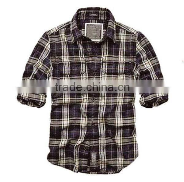 plaid cotton shirt kemeja bunga fabric for kemeja bunga/ plaid cotton shirt