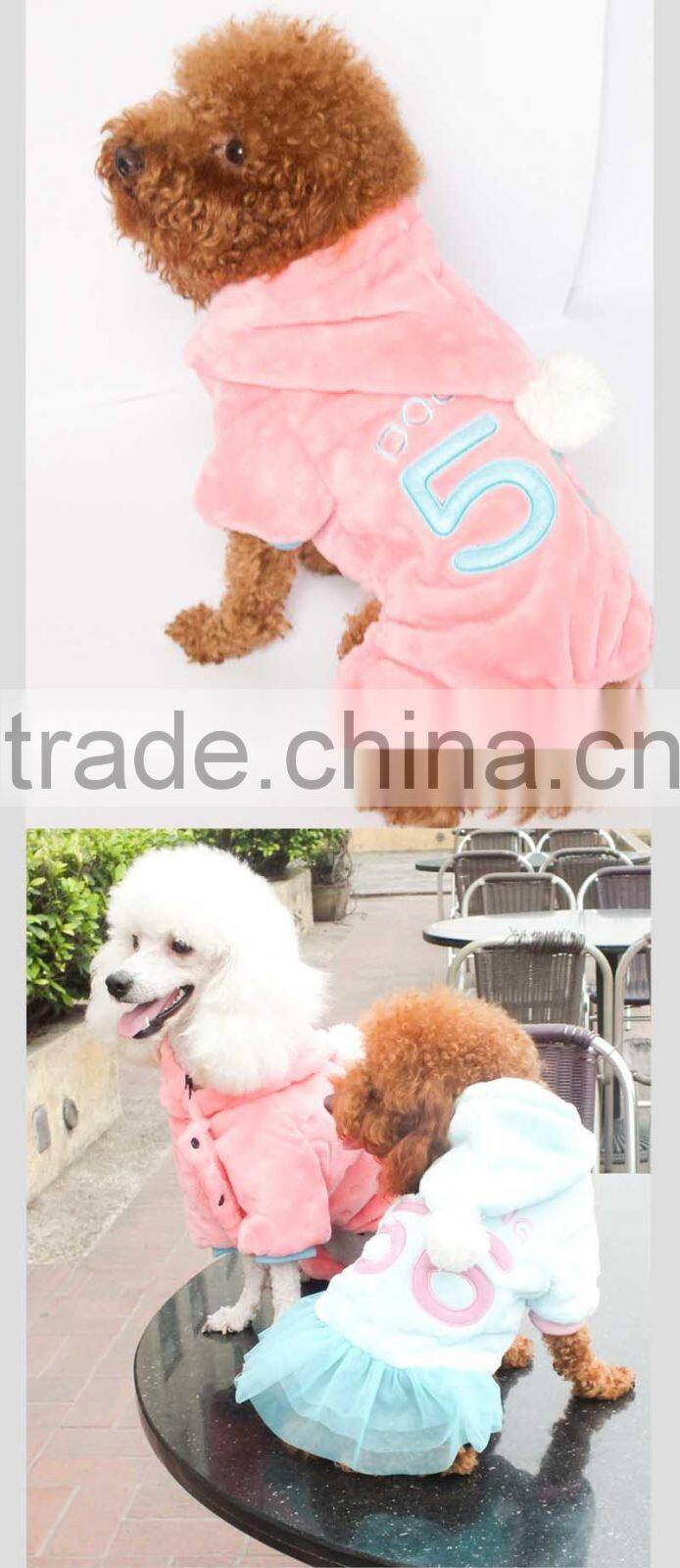 Sweet Spring Soft Plush Dog Coats Hooded Clothes ,red&blue