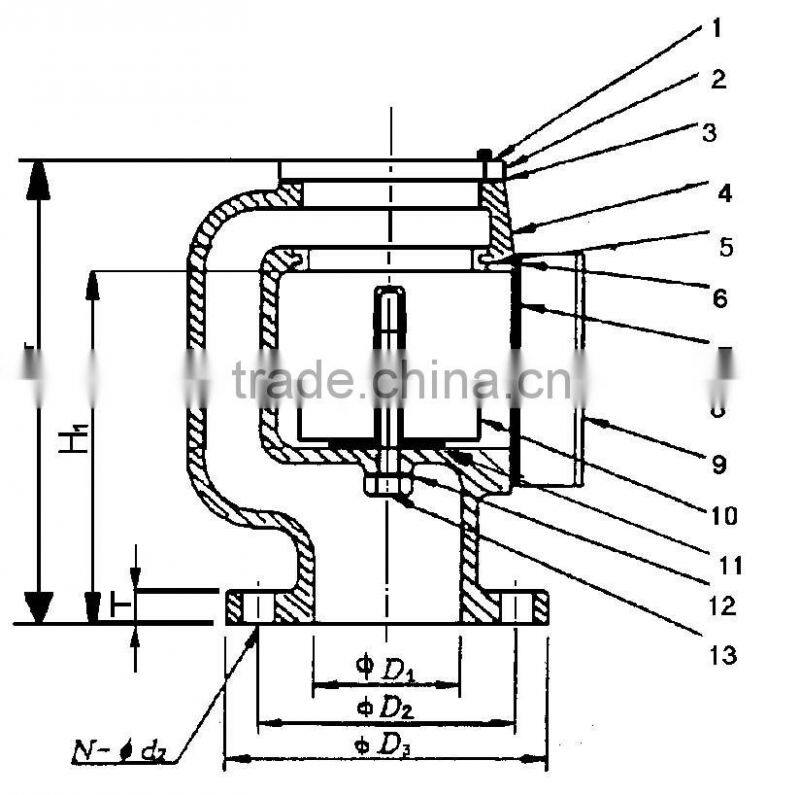 JIS DIN Marine Cast Iron Air Vent Head 53ON DN40-DN300