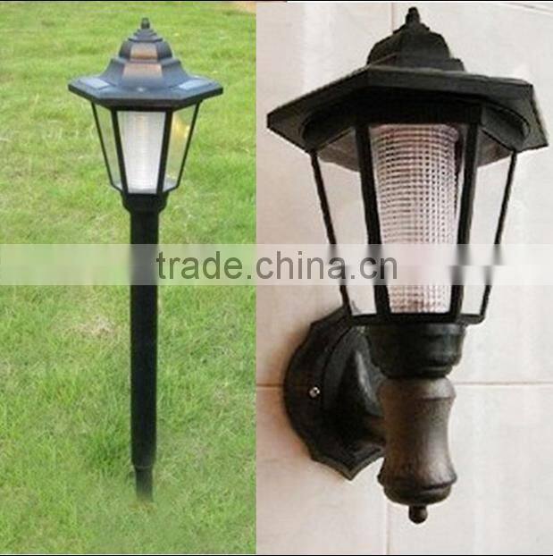 Solar Led Wall mounted Retro Hexagon lamp light led Decorative Court colored led lawn garden lamp light.