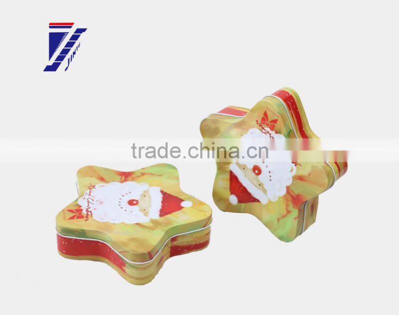 2015 chiness trendy five-pointed star shaped metal storage tin box