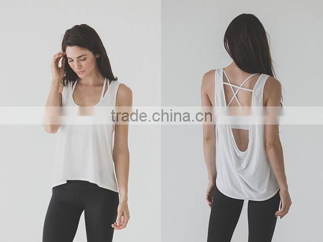 Hot 2016 Fashion Sexy Backless Sports Fitness Gym Stringer Women Tank Top