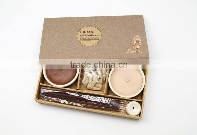 Holiday scented candle set with ceramic bowl