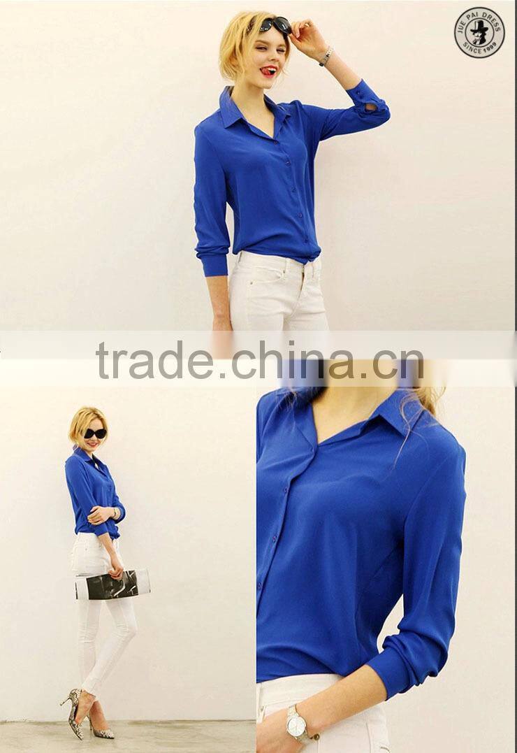 Beautiful Bright Chiffon Silk Proffessional Office Lady Blusas