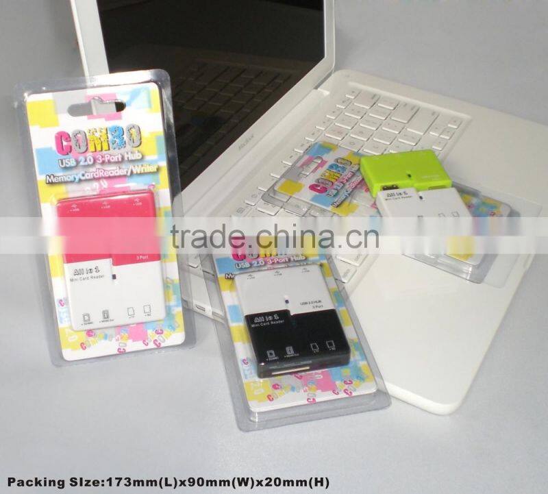 USB 2.0 HUB+USB 2.0 Card Reader COMBO HUB Spports TF/Micro SD/M2/SD/MS