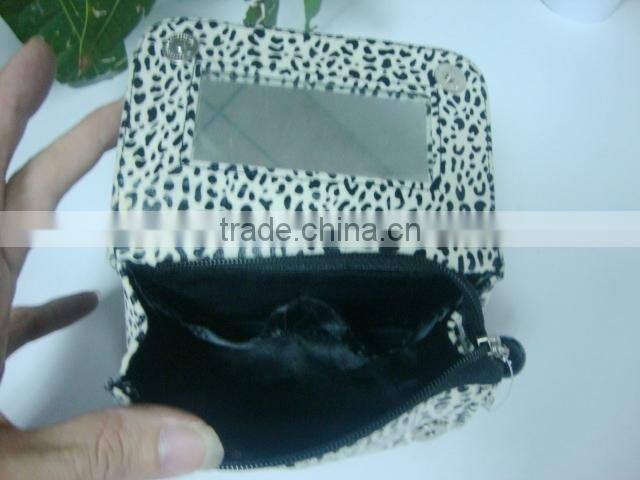 2016 new arrival makeup bag leopard print PVC cosmetic bag sexy lady bag with mirror