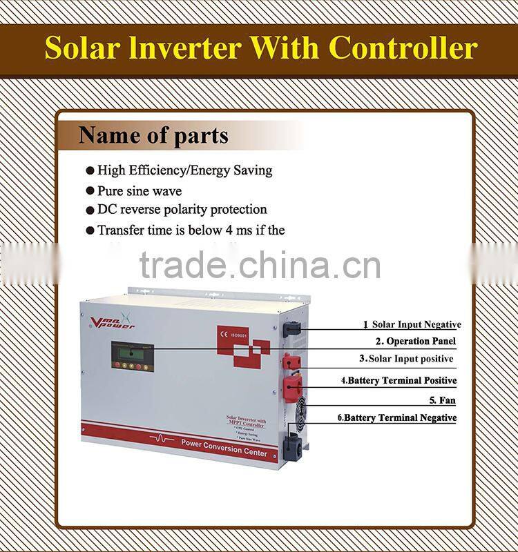 HOT sale pure sine wave built in MPPT charge controller hybrid solar inverter 5000w