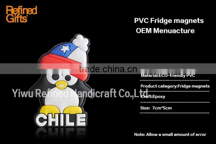 Animal Penguin PVC Rubber Soft 3D Fridge Magnets OEM Menufacture ECO-friendly