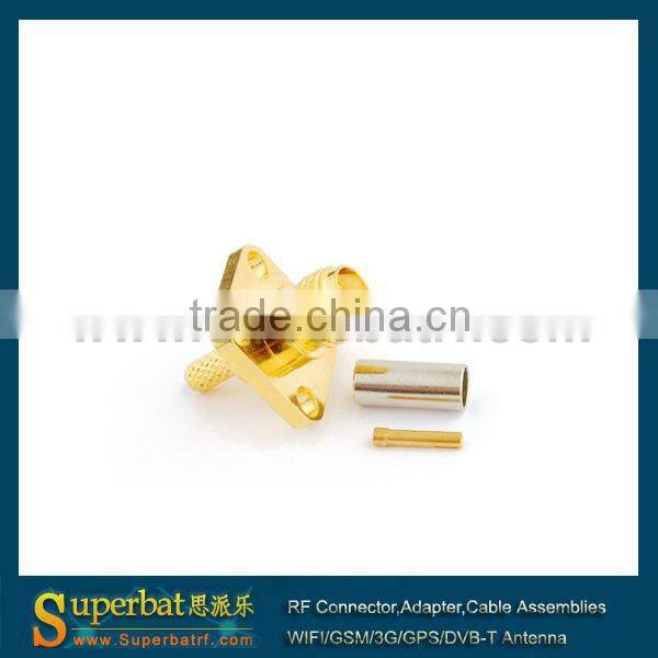 sma connector dimensions Flange with 4 hole, Straight