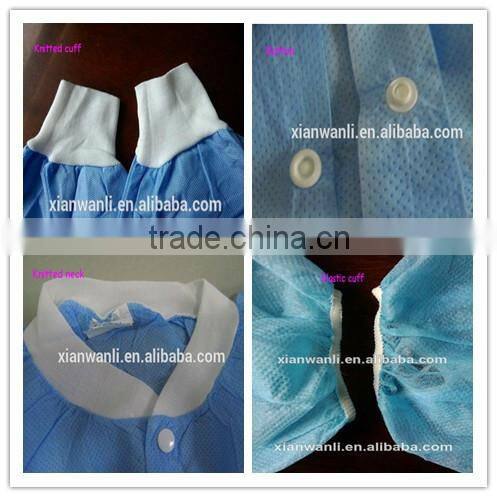 Non Woven White/Blue/Red/Green/Yellow disposable Lab Coat With Hook and Loop