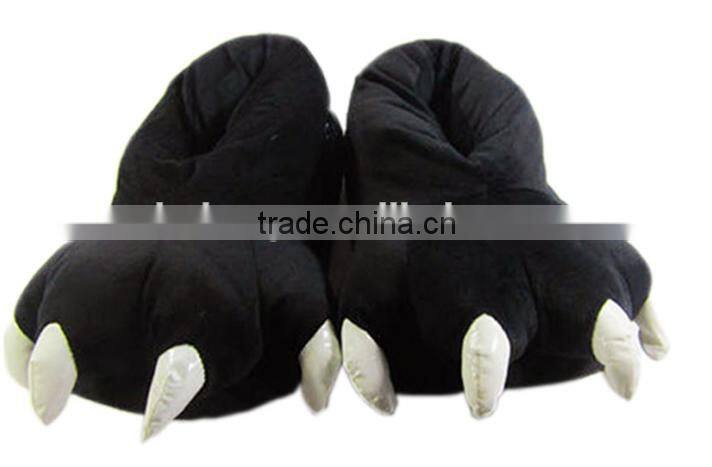 Winter Indoor trendy coral fleece plush custom dinosaur paw slipper plush