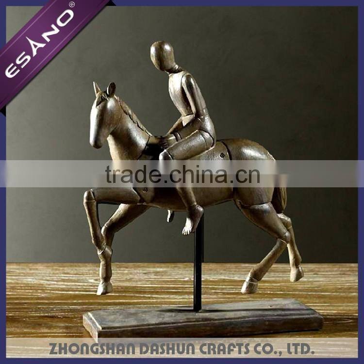 Vintage rider with horse home decoration resin crafts