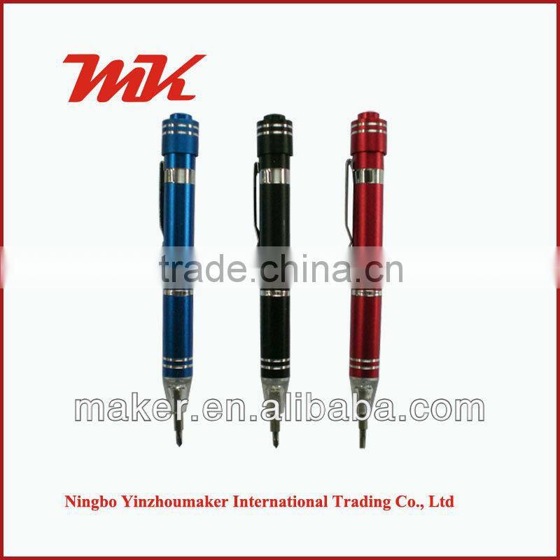 NPL MF1046 Promotion LED Pen Shape Lighted 6 Bits Pocket Screwdriver