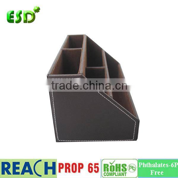 Leather Desk Stationery Organizer Storage Box, Pen/Pencil ,Cell phone, Business Name Cards, Note Paper, Remote Control holder