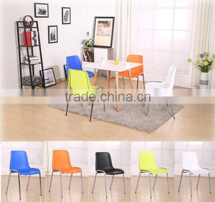 Stackable cheap plastic back metal frame chair legs