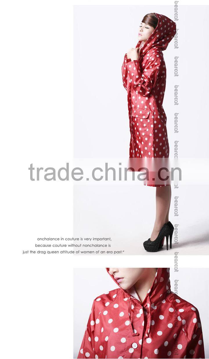 BEARCAT personality slim raincoat,dot women Poncho