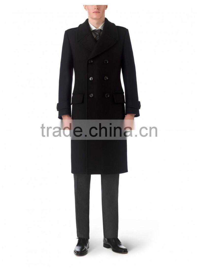 2014 new style 100% cashmere classic black custom coat