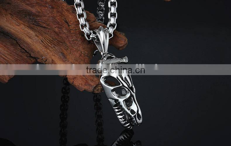 KSTONE 316L Stainless Steel Dinosaur Shape Rock Punk Skull Pendants