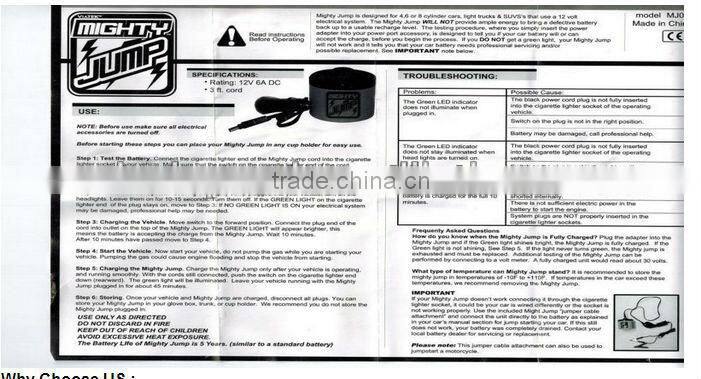 Emergency portable power pack carku jump start 12v car