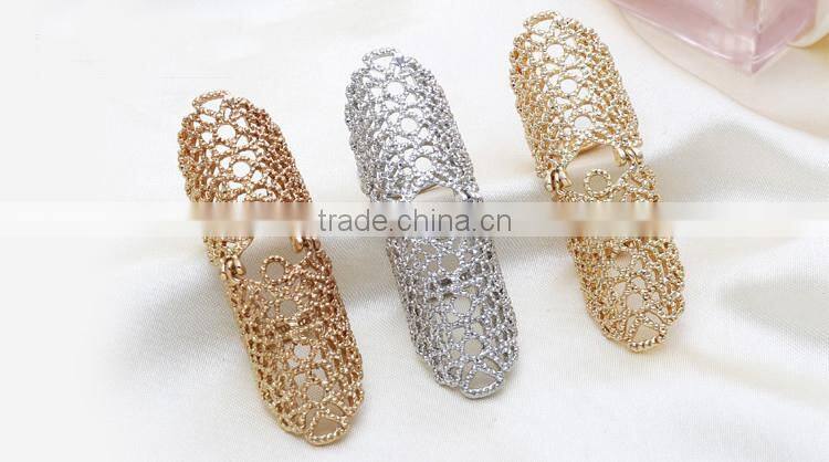European and American fashion knuckle simple metallic hollow carved ring