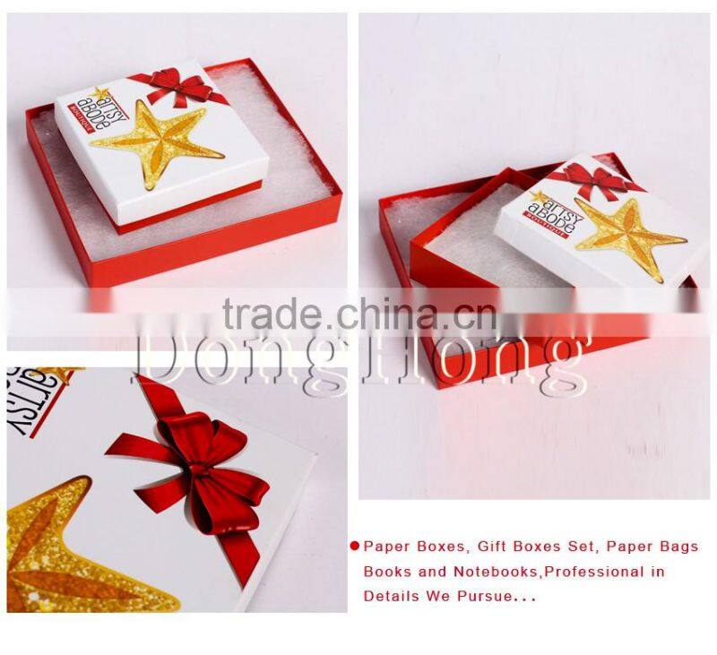 wedding /christmas star cardboard hat boxes lid with ribbon ornament