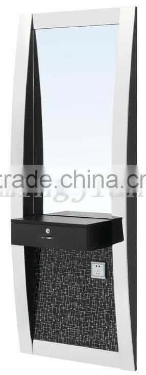 golden 1 side carved pattern mirror styling station with desk M851