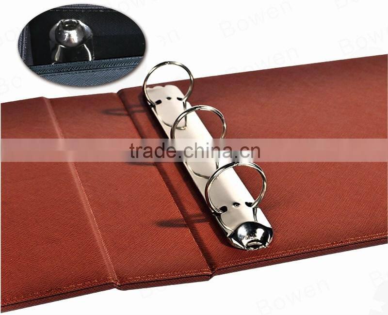PU leather file folder/document holder with 3 ring binder