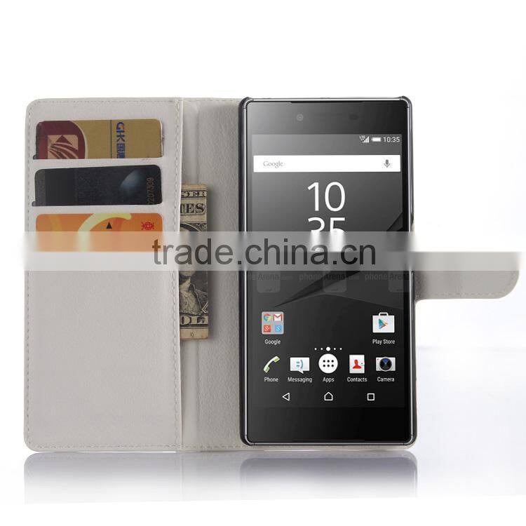 Hot! New! cell phone cover wallet leather with card slots stand flip mobile phone case for sony z5 premium alibaba china