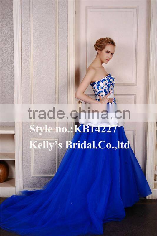 mock two piece dresses Embroidered bodice tull ball gown dresses china alibaba