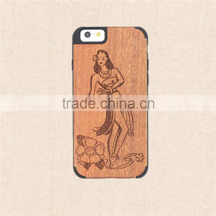 Universal PC and Wood Phone Case with press key Custom Design case for Iphone 6/6 plus