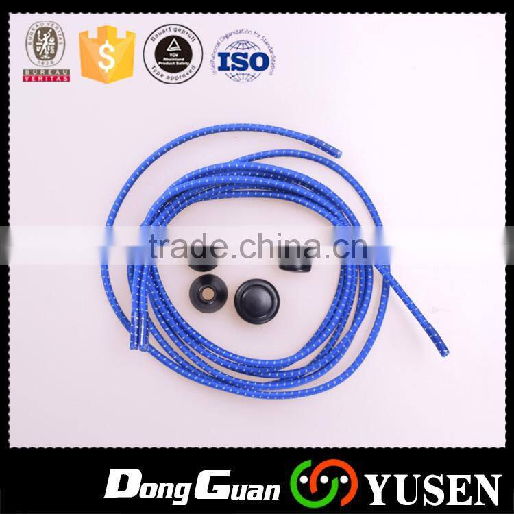 2016 colorful reflective no tie elastic shoe laces with stoppers and imported rubber